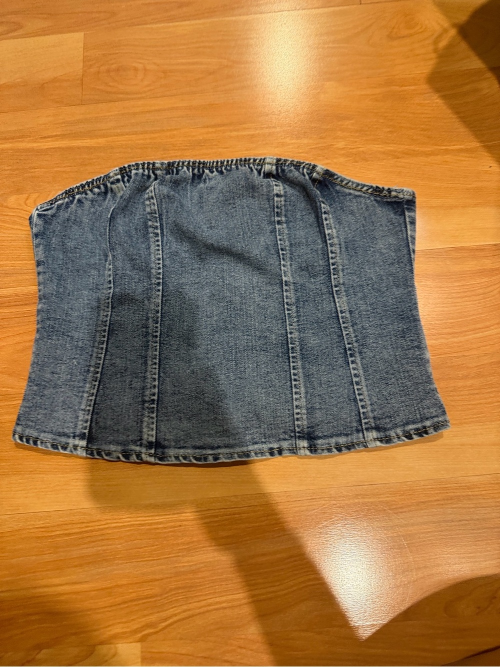 Amazon Denim Tube Crop Top in Blue